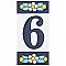 Sevillano Flora Address Number 6 2-1/8" x 4-3/8" Ceramic Wall Tile - Sold by the individual piece