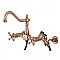 Heritage Wall Mount Bridge Kitchen Faucet with Brass Spray -  Antique Copper