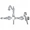 Heritage Wall Mount Bridge Kitchen Faucet with Brass Sprayer -  Polished Chrome