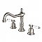 Heritage Widespread Sink Faucet - Porcelain Button Lever Handles - Satin Nickel