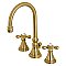 Governor Two-Handle 3-Hole Deck Mount Widespread Bathroom Faucet with Brass Pop-Up Drain - Brushed Brass