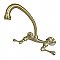 Kingston Two Handle Wall Mount Kitchen Faucet -  Brushed Brass