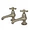 Restoration Basin Sink Faucet Separate Hot & Cold Taps - Metal Cross Handles - Satin Nickel