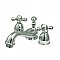 Restoration Mini Widespread Faucet - Metal Cross Handles - Polished Chrome