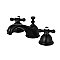 Restoration Widespread Sink Faucet - Metal Cross Handles - Matte Black