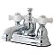 Kingston Tulare English Country Double-Handle 3-Hole Deck Mount 4-Inch Centerset Bathroom Faucet w/ Brass Pop-Up - Polished Chrome