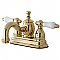 Kingston Brass 4-Inch Centerset Lavatory Faucet Porcelain Levers - Polished Brass