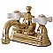 Kingston Brass 4-Inch Centerset Lavatory Faucet Porcelain Cross Levers - Polished Brass