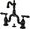 Kingston Brass Heirloom Bridge Bathroom Faucet with Brass Pop-Up Drain - Matte Black