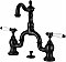 Kingston Brass Bel-Air Bridge Bathroom Faucet with Brass Pop-Up - Matte Black