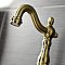 Kingston Brass Heirloom Bridge Bathroom Faucet with Brass Pop-Up Drain - Brushed Brass