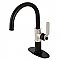 Kingston Brass KSD2236KL Whitaker Single-Handle Bathroom Faucet with Push Pop-Up, Matte Black/Polished Nickel