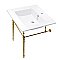 Kingston Brass Edwardian 25-Inch Console Sink with Brass Legs (Single Faucet Hole) - White/Brushed Brass