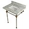 Kingston Brass Templeton 30" x 22" Carrara Marble Vanity Top with Clear Acrylic Console Legs - Carrara Marble/Brushed Brass