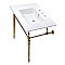 Kingston Brass Edwardian 31" Console Sink with Brass Legs (8-Inch - 3 Hole) - White/Brushed Brass