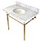 Kingston Brass Edwardian 36" Console Sink with Brass Legs (8-Inch - 3 Hole) - Marble White/Brushed Brass