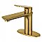 Fauceture LS4203CXL Frankfurt Single-Handle Bathroom Faucet with Deck Plate and Drain, Brushed Brass
