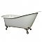 61-Inch Cast Iron Single Slipper Clawfoot Tub with 7-Inch Faucet Drillings, White/Polished Chrome