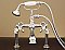 Solid Brass Deck Mount Bath Tub Faucet with Handheld Shower and Cradle - Multiple Finishes