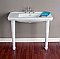 Streamlined Mid-Century Modern Large 39-3/4" Porcelain Console Sink and Legs