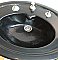 Antique "Crane" Jet Black Vitreous China Pedestal Bathroom Sink Circa 1929