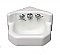 Antique Petite Kohler Wall Mount Corner Shelf Back Bathroom Sink - Cast Iron