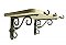 Antique Wooden Painted Shelf with Nickel Scroll Brackets and Hooks - Circa 1890