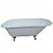 54-Inch Cast Iron Roll Top Clawfoot Tub with 3-3/8 Inch Wall Drillings, White/Brushed Nickel