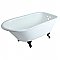 60-Inch Cast Iron Roll Top Clawfoot Tub with 3-3/8 Inch Wall Drillings, White/Oil Rubbed Bronze