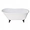 53-Inch Cast Iron Single Slipper Clawfoot Tub (No Faucet Drillings), White/Matte Black