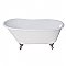 53-Inch Cast Iron Single Slipper Clawfoot Tub (No Faucet Drillings), White/Polished Chrome