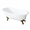 54-Inch Cast Iron Slipper Clawfoot Tub without Faucet Drillings, White/Polished Brass