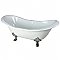 72-Inch Cast Iron Double Slipper Clawfoot Tub (No Faucet Drillings), White/Polished Chrome