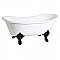 67-Inch Cast Iron Double Slipper Clawfoot Tub (No Faucet Drillings), White/Matte Black
