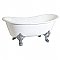 67-Inch Cast Iron Double Slipper Clawfoot Tub (No Faucet Drillings), White/Polished Chrome