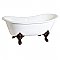 67-Inch Cast Iron Double Slipper Clawfoot Tub (No Faucet Drillings), White/Oil Rubbed Bronze