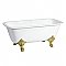67-Inch Cast Iron Double Ended Clawfoot Tub with 7-Inch Faucet Drillings, White/Polished Brass
