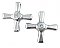 Antique Chrome Cross Faucet Handle Pair - Hot & Cold - Screw In Mount