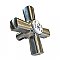 Vintage Porcher Faucet Cross Handle Pair - Brushed Nickel