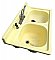 Antique Stamped Steel Yellow Enameled Double Bowl Kitchen Sink