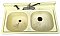Antique Stamped Steel Yellow Enameled Double Bowl Kitchen Sink
