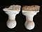 Antique Large White Ceramic Tile-In Round Towel Bar Ends for Square Rod