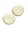 Antique Sunrise Yellow Tan Porcelain Flat Toilet Bolt Cap Cover Pair