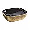 Isabella Plus Collection Rectangular Above Mount Basin with an Embossed Exterior, Smooth Interior, and Center Drain - Black and Gold