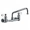 Heavy Duty Wall Mount Utility Faucet with an Extended Swivel Spout and Lever Handles