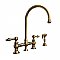 Vintage III Plus Bridge Faucet w/ Gooseneck Swivel Spout, Lever Handles and Side Spray - Antique Brass