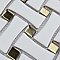 Metro Dog Bone Basketweave Matte White/Gold Glass Dot 10" x 10" Porcelain Mosaic Tile - 10 Tiles Per Case - 7.1 Sq. Ft.