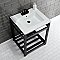 Kingston Brass VWP2522W4A0 Quadras 25-Inch Ceramic Console Sink (4-Inch, 3-Hole), White/Matte Black