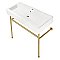 Fauceture VPB39177ST New Haven 39" Porcelain Console Sink with Stainless Steel Legs (Single-Hole), White/Brushed Brass