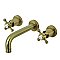 Kingston Brass KS8123BX Metropolitan 2-Handle 8 in. Wall Mount Bathroom Faucet, Antique Brass